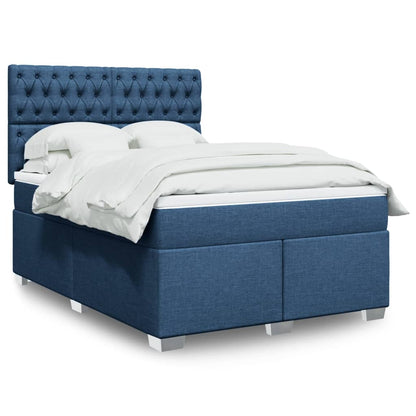 Boxspringbett Mit Matratze Stoff Blau
