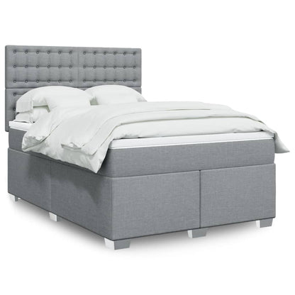 Boxspringbett Mit Matratze Stoff Hellgrau