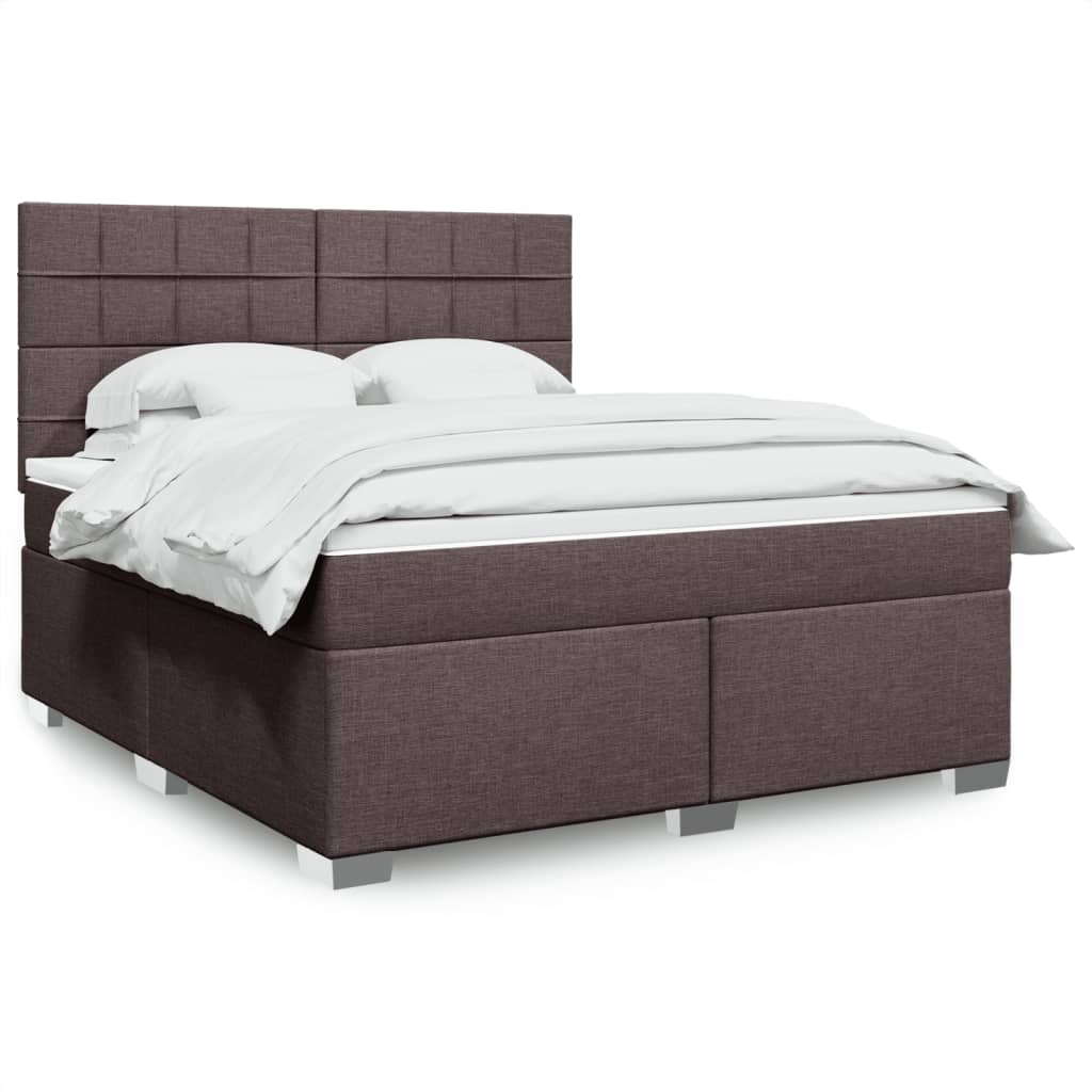Boxspringbett Mit Matratze Stoff Dunkelbraun