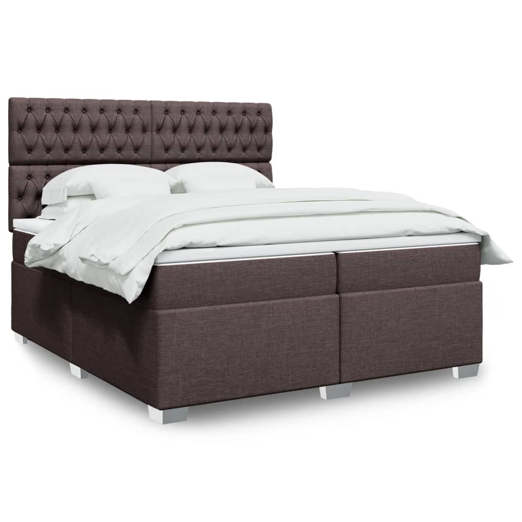 Boxspringbett Mit Matratze Stoff Dunkelbraun