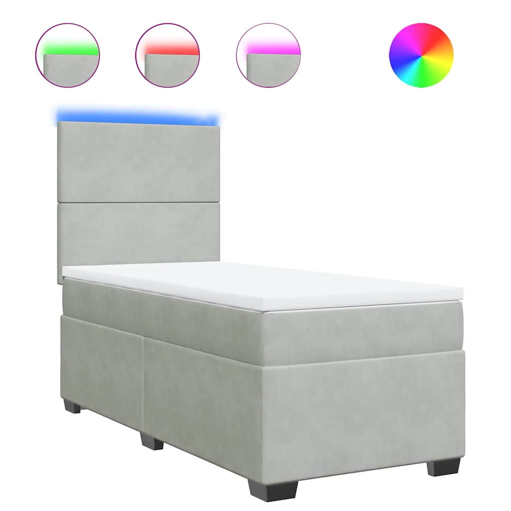 Boxspringbett Mit Matratze Samt Hellgrau
