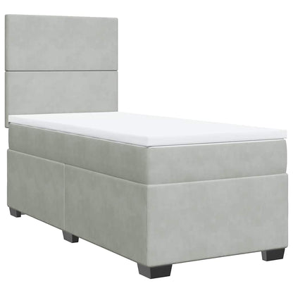 Boxspringbett Mit Matratze Samt Hellgrau