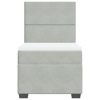 Boxspringbett Mit Matratze Samt Hellgrau