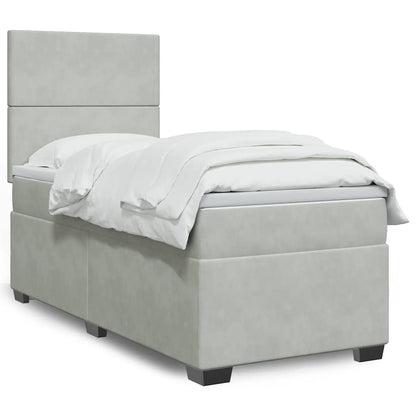 Boxspringbett Mit Matratze Samt Hellgrau