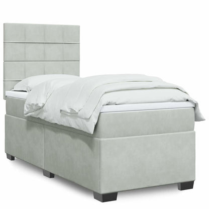 Boxspringbett Mit Matratze Samt Hellgrau