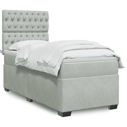 Boxspringbett Mit Matratze Samt Hellgrau