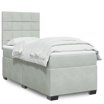 Boxspringbett Mit Matratze Samt Hellgrau