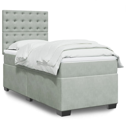 Boxspringbett Mit Matratze Samt Hellgrau