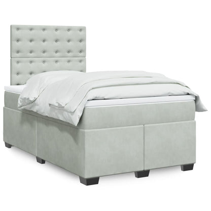 Boxspringbett Mit Matratze Samt Hellgrau