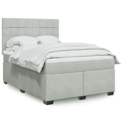 Boxspringbett Mit Matratze Samt Hellgrau