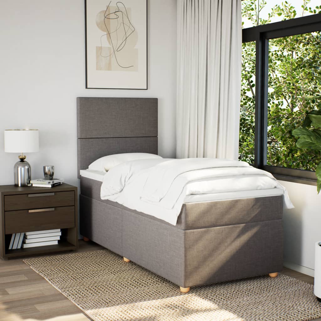Boxspringbett Mit Matratze Stoff Taupe