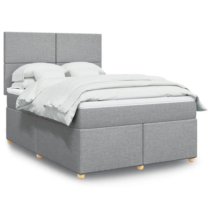 Boxspringbett Mit Matratze Stoff Hellgrau
