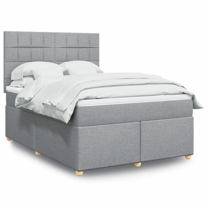 Boxspringbett Mit Matratze Stoff Hellgrau