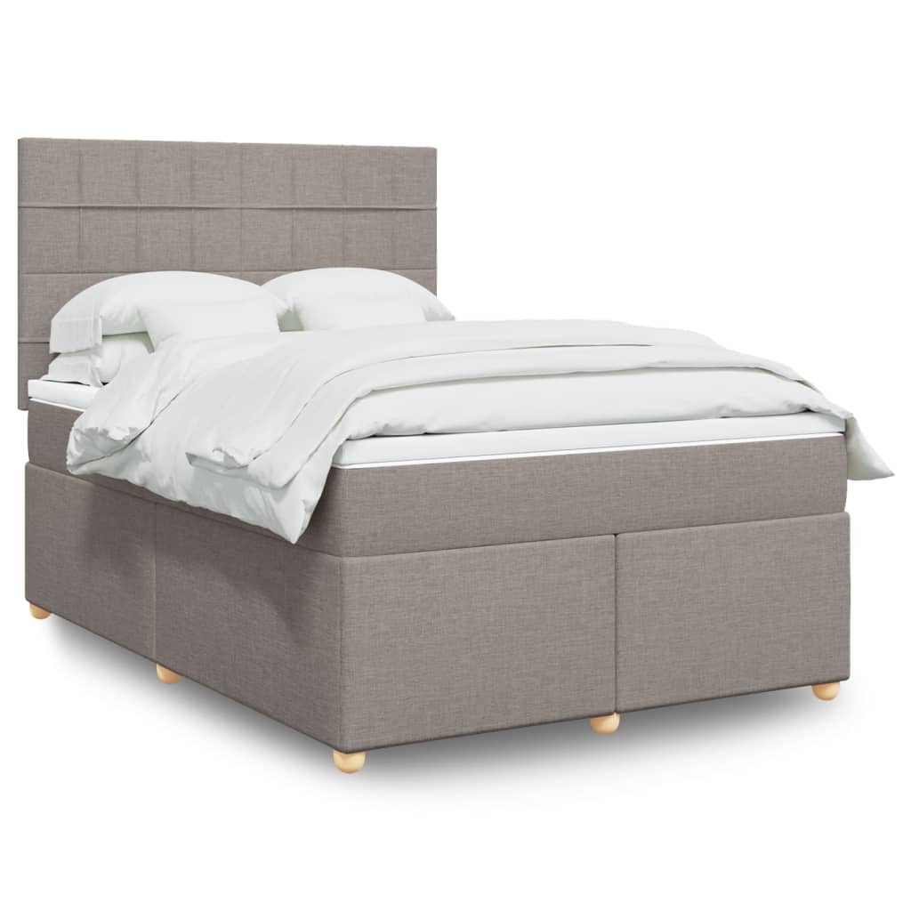 Boxspringbett Mit Matratze Stoff Taupe