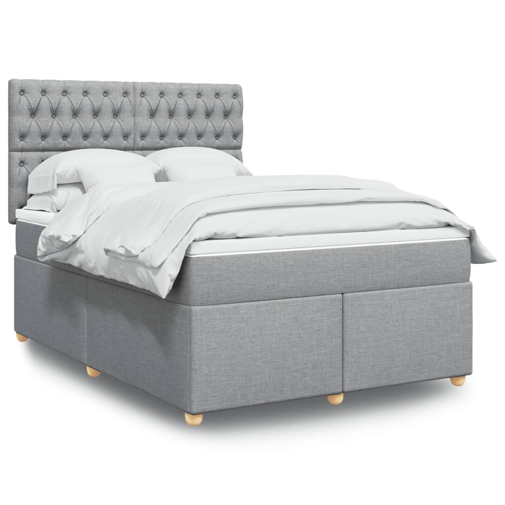 Boxspringbett Mit Matratze Stoff Hellgrau