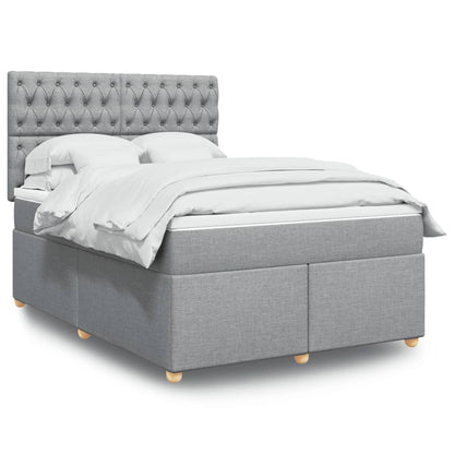 Boxspringbett Mit Matratze Stoff Hellgrau