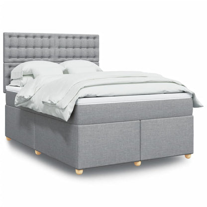 Boxspringbett Mit Matratze Stoff Hellgrau