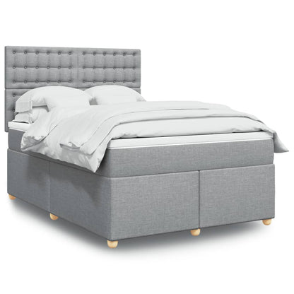 Boxspringbett Mit Matratze Stoff Hellgrau