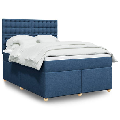 Boxspringbett Mit Matratze Stoff Blau