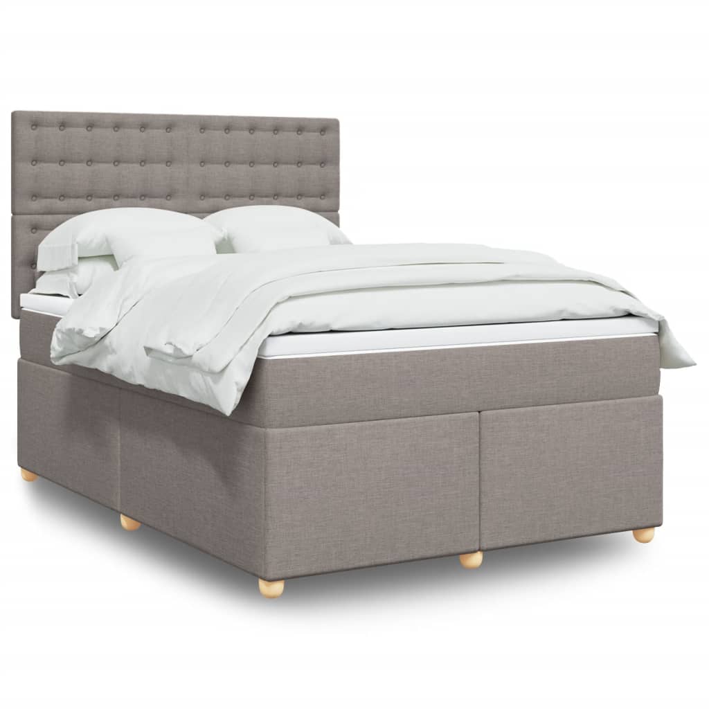 Boxspringbett Mit Matratze Stoff Taupe
