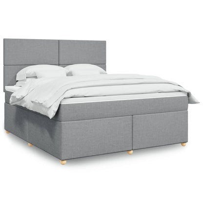 Boxspringbett Mit Matratze Stoff Hellgrau