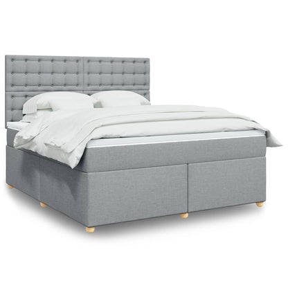 Boxspringbett Mit Matratze Stoff Hellgrau