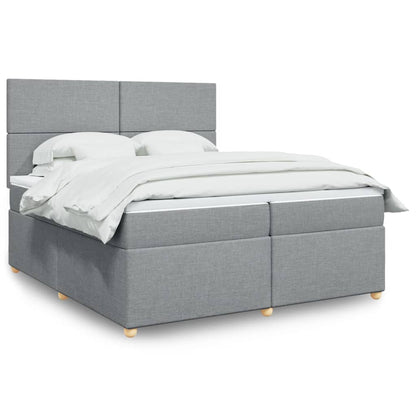 Boxspringbett Mit Matratze Stoff Hellgrau