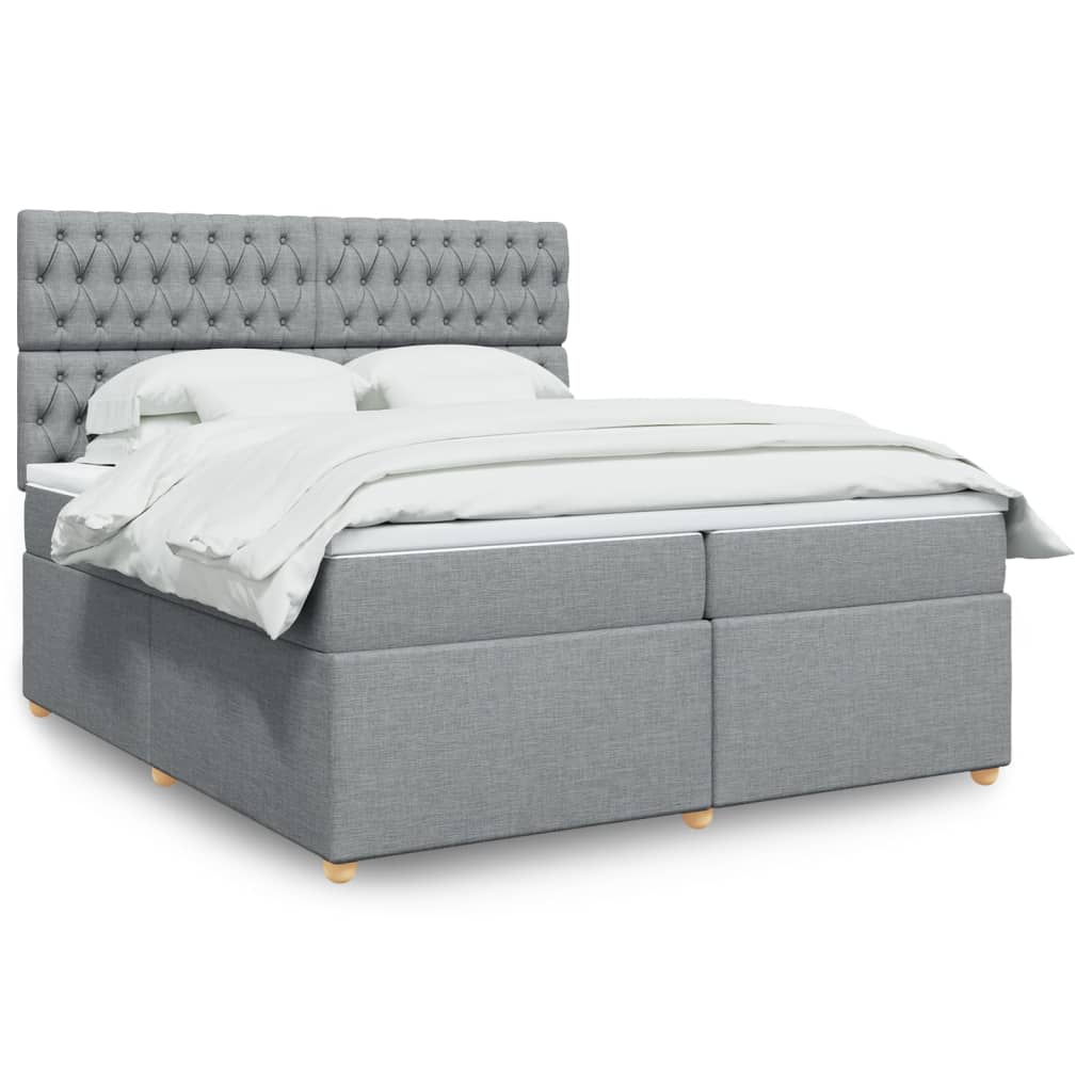 Boxspringbett Mit Matratze Stoff Hellgrau