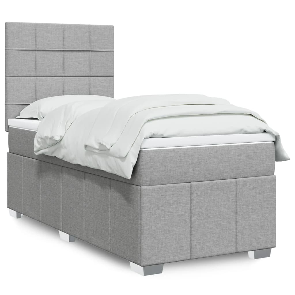 Boxspringbett Mit Matratze Stoff Hellgrau