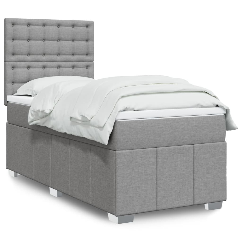 Boxspringbett Mit Matratze Stoff Hellgrau