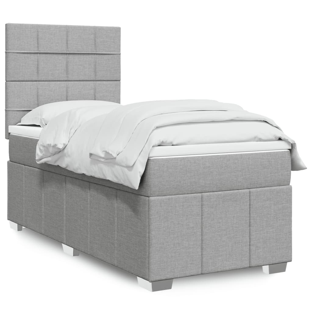 Boxspringbett Mit Matratze Stoff Hellgrau