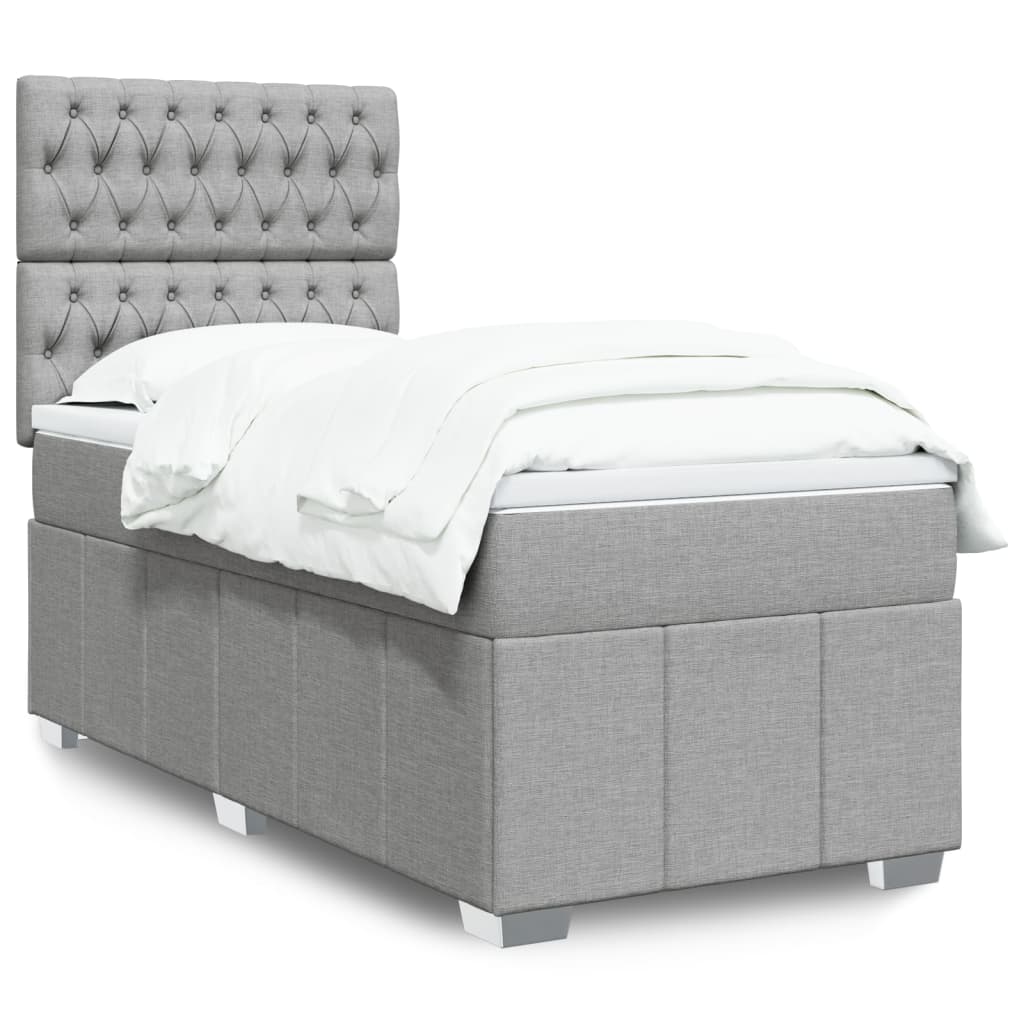 Boxspringbett Mit Matratze Stoff Hellgrau