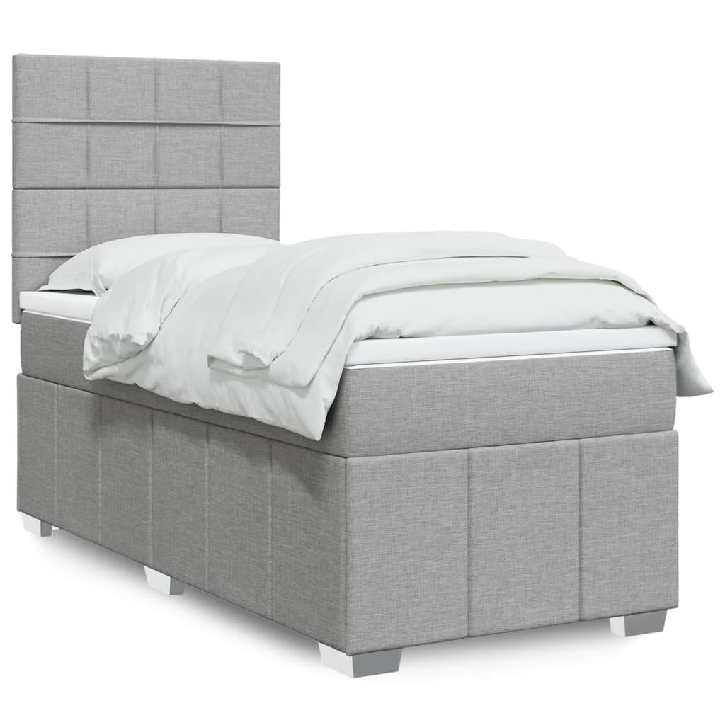 Boxspringbett Mit Matratze Stoff Hellgrau