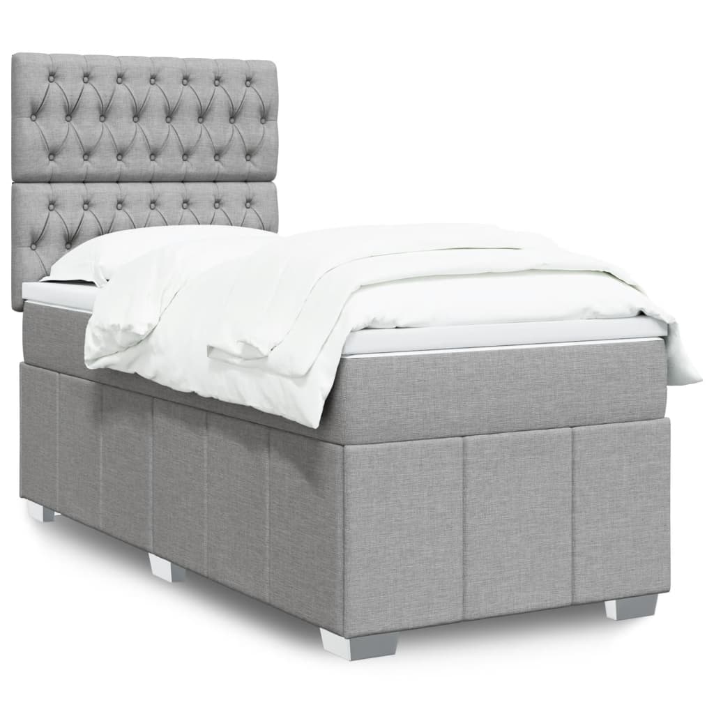 Boxspringbett Mit Matratze Stoff Hellgrau