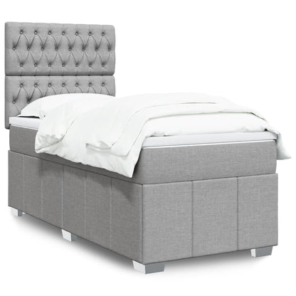 Boxspringbett Mit Matratze Stoff Hellgrau