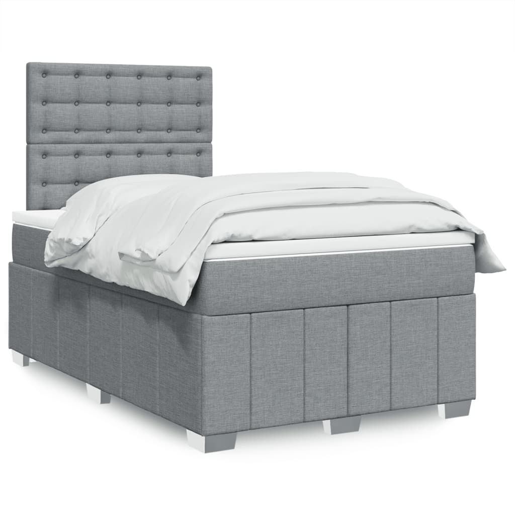 Boxspringbett Mit Matratze Stoff Hellgrau