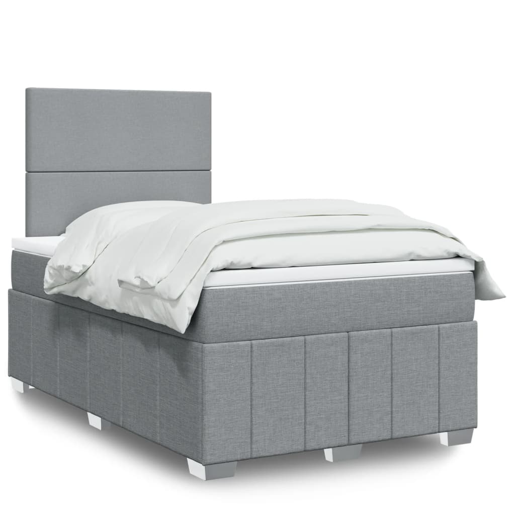 Boxspringbett Mit Matratze Stoff Hellgrau