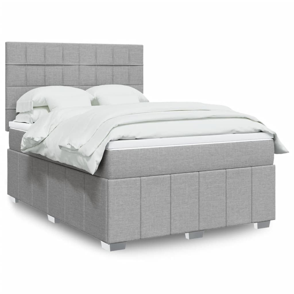 Boxspringbett Mit Matratze Stoff Hellgrau