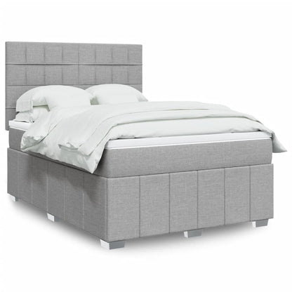 Boxspringbett Mit Matratze Stoff Hellgrau