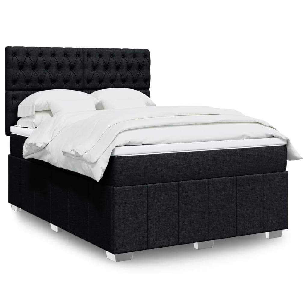 Boxspringbett Mit Matratze Stoff Schwarz