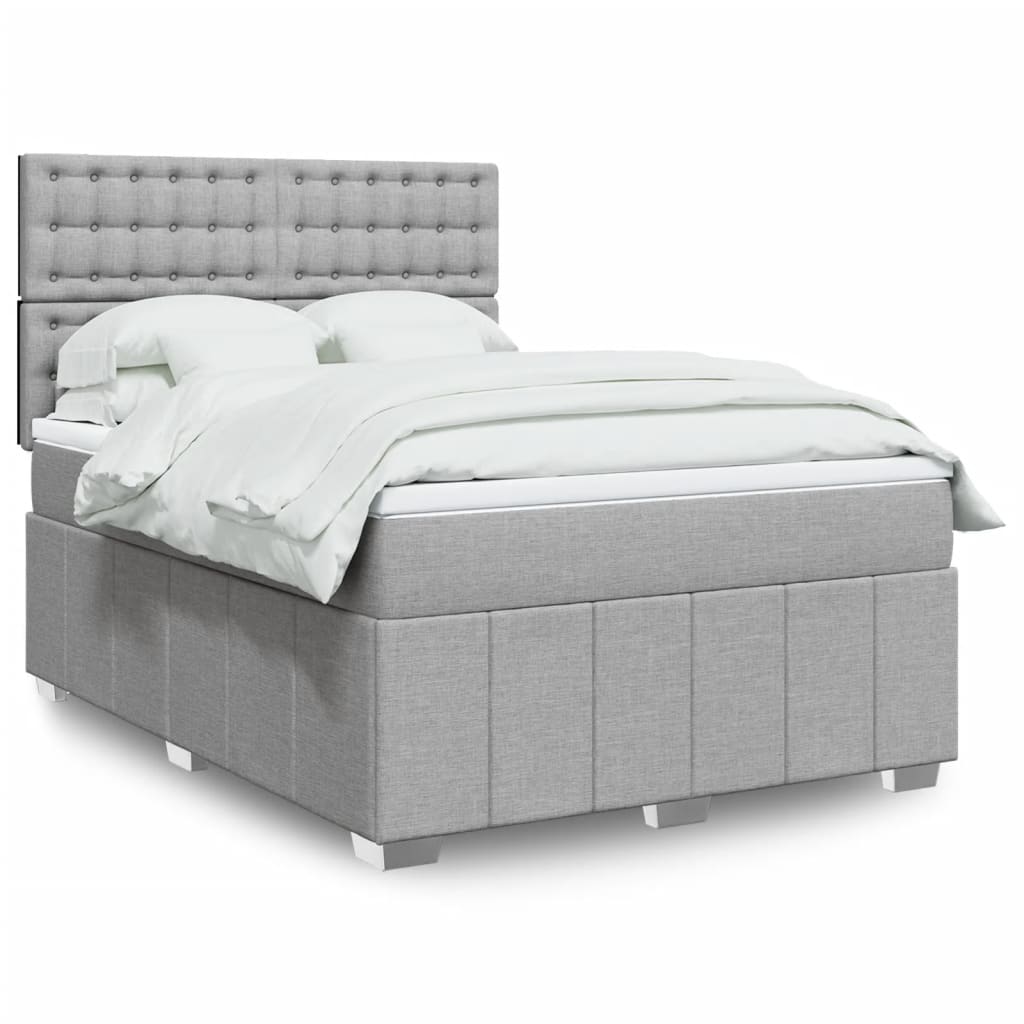 Boxspringbett Mit Matratze Stoff Hellgrau