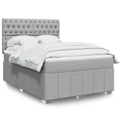 Boxspringbett Mit Matratze Stoff Hellgrau