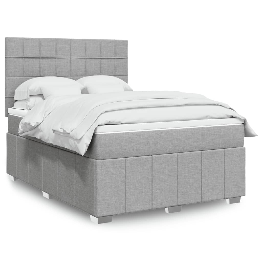 Boxspringbett Mit Matratze Stoff Hellgrau