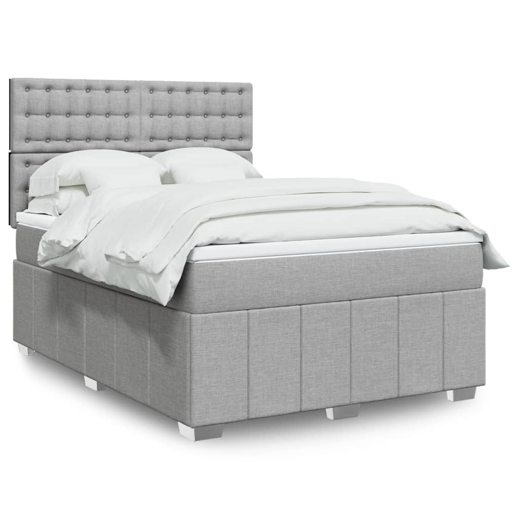 Boxspringbett Mit Matratze Stoff Hellgrau