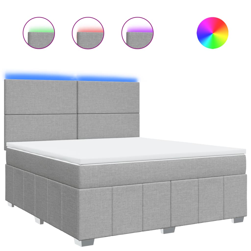 Boxspringbett Mit Matratze Stoff Hellgrau