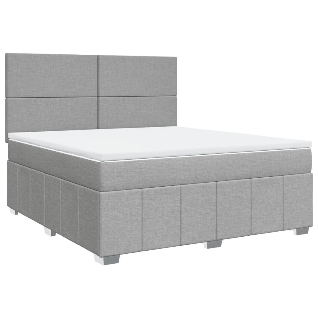 Boxspringbett Mit Matratze Stoff Hellgrau