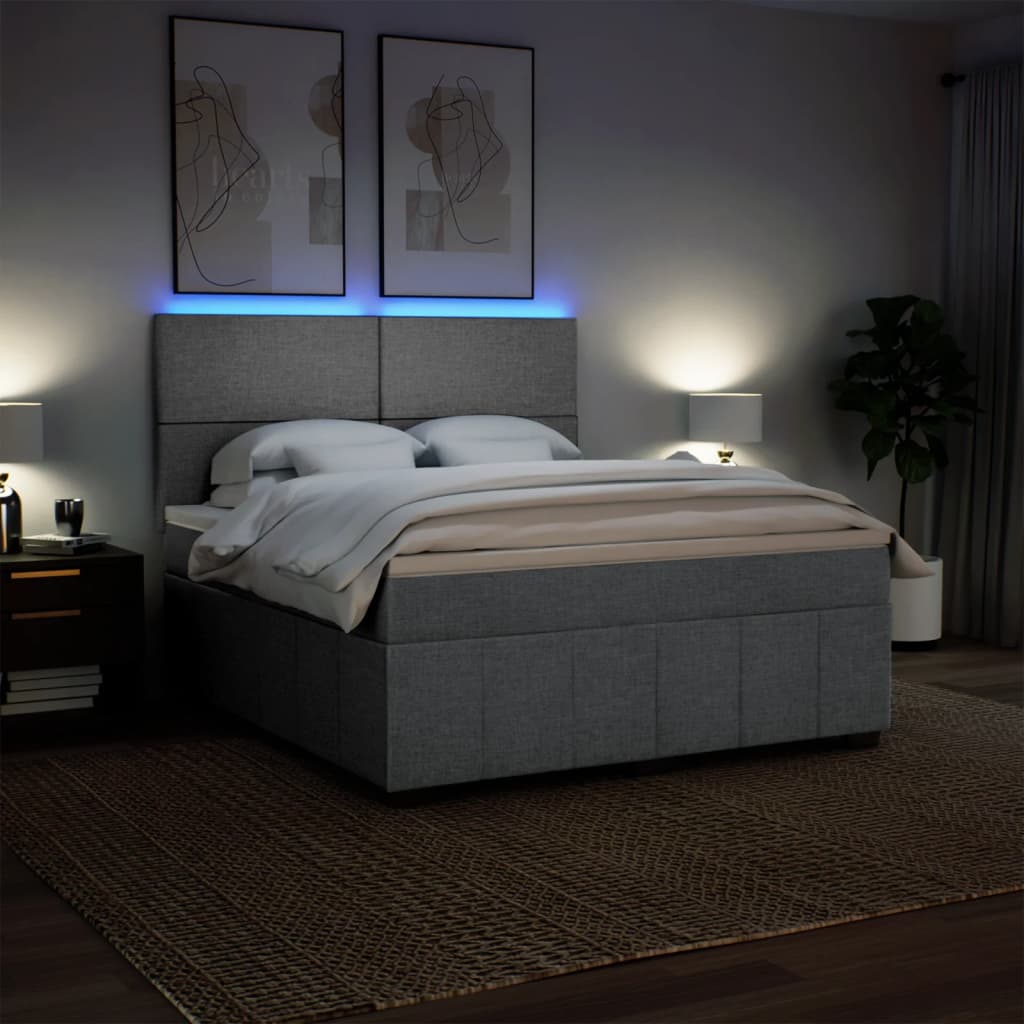 Boxspringbett Mit Matratze Stoff Hellgrau