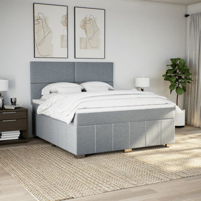 Boxspringbett Mit Matratze Stoff Hellgrau