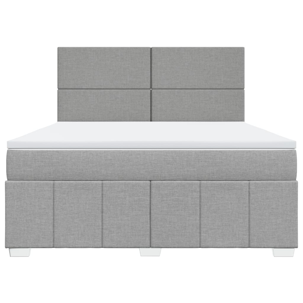 Boxspringbett Mit Matratze Stoff Hellgrau