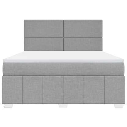 Boxspringbett Mit Matratze Stoff Hellgrau
